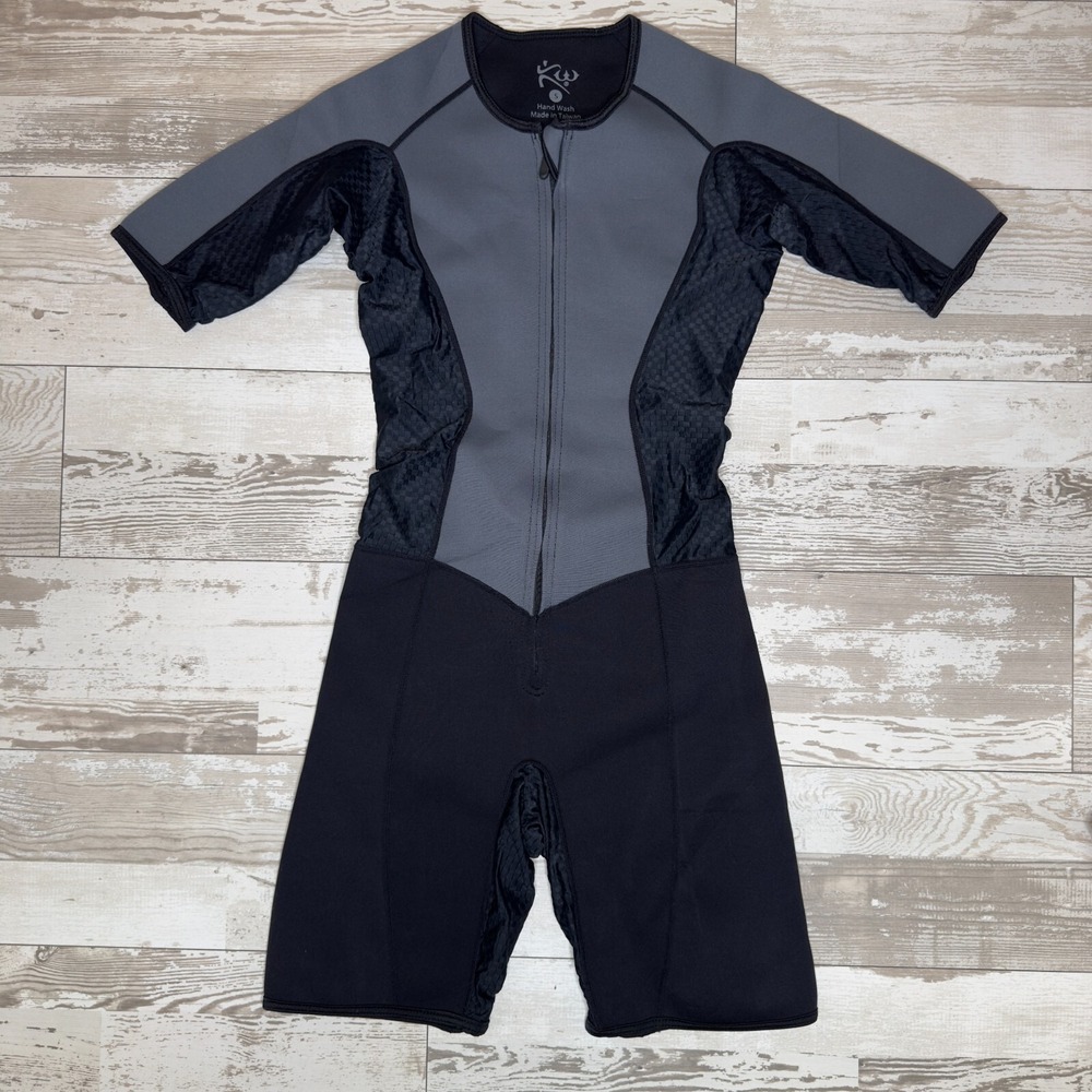 Kutting Weight Sauna Suit Small Gray‎ Black Neoprene Zipper Tight Skin